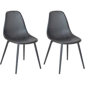 Chaise en aluminium et assise en résine Malte (Lot de 2) (Noir)