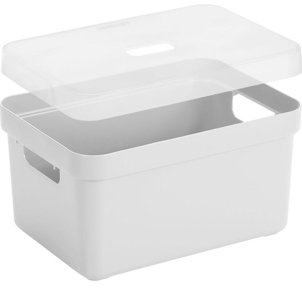 Boite De Rangement Avec Couvercle Transparent Sigma Home Box L Blanc