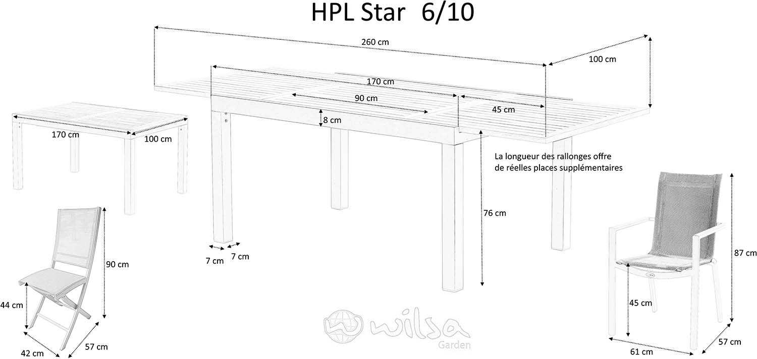 Salon De Jardin En Aluminium Et Hpl Star Table Et Fauteuils