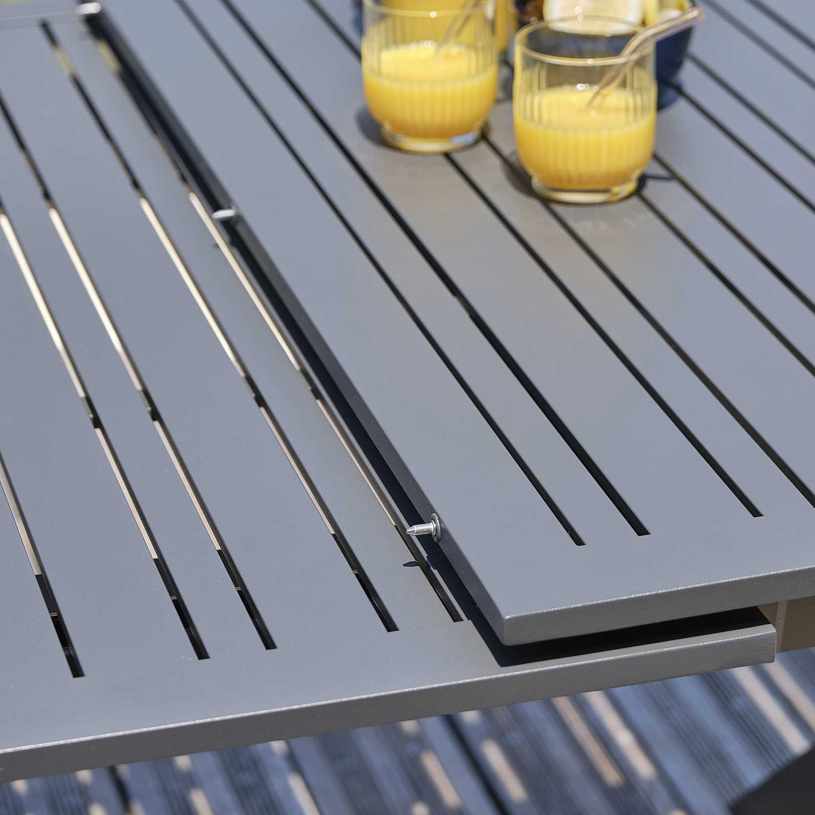 Table De Jardin En Aluminium Avec Rallonge Automatique Floride Gris