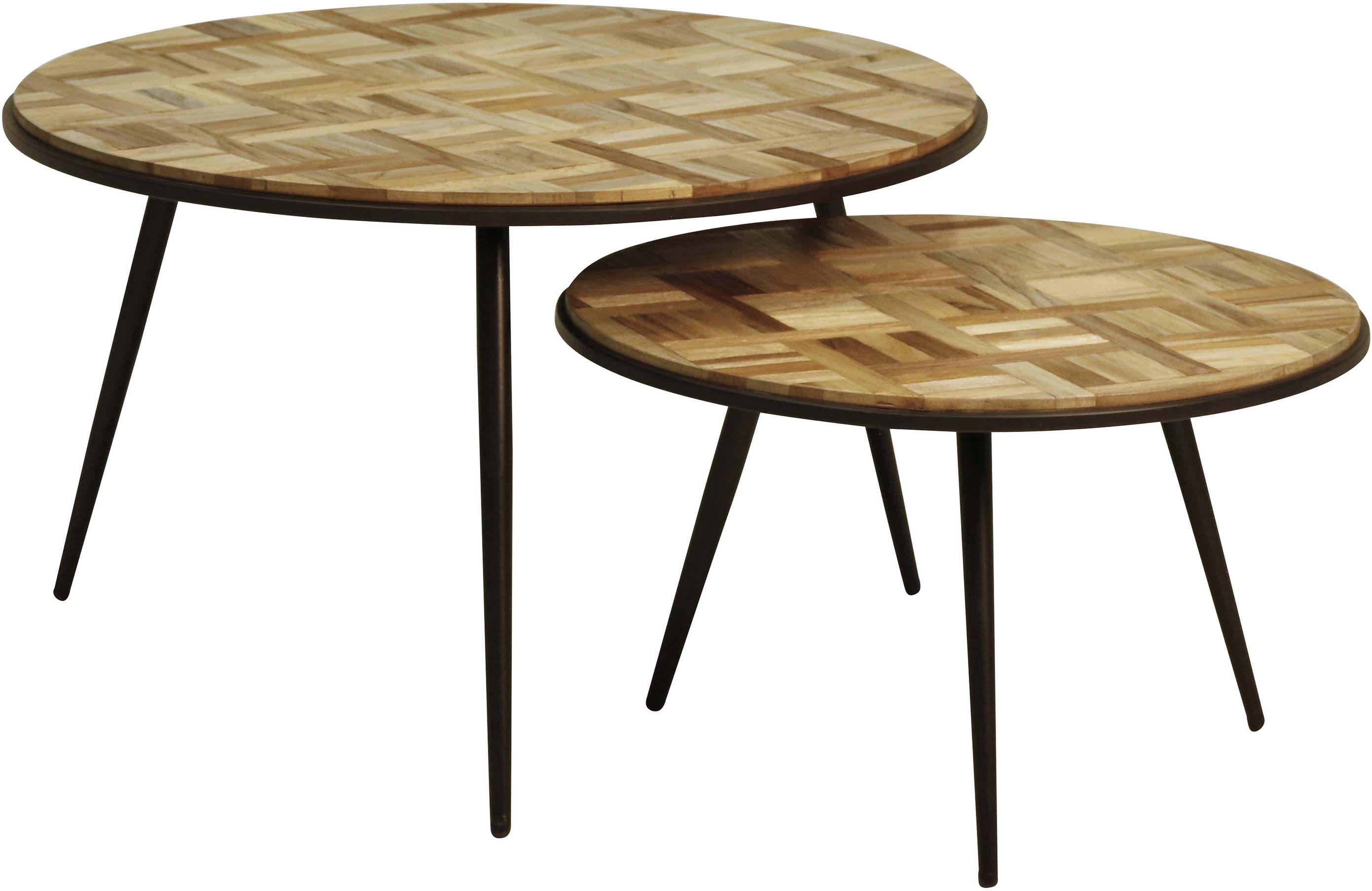 Tables Basses Gigognes En Teck Recycl Et M Tal Woody