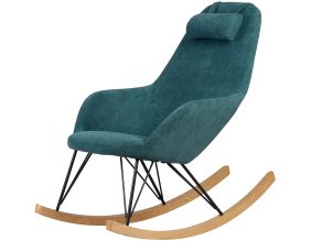 Fauteuil rocking-chair en tissu et bois Evy (Vert canard)