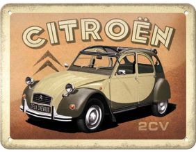 Plaque décorative en métal en relief 20 x 15 cm (Citroën - 2CV)