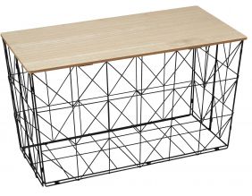 Table d'appoint pliable filaire plateau en bois (Noir)