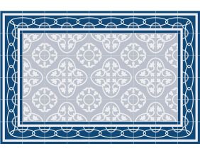 Tapis en vinyle effet carreaux de ciment 8 bleu (90 x 60 cm)