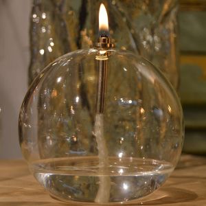Ensemble lampe à huile en verre Sphere avec huile de paraffine (11 x 12 cm)