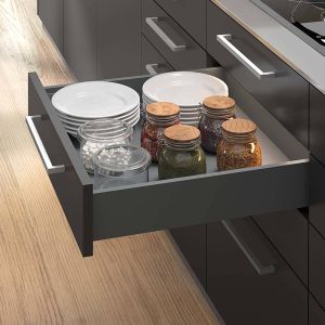 Kit tiroir anthracite pour cuisine et salle de bain Vertex (Module de 60 cm - Hauteur de 9.3 cm)