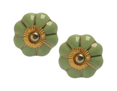 Boutons de porte classique pour meubles fleur (Lot de 2) (Vert)