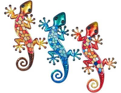 Geckos en métal et verre Mosaique colorée