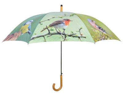 Grand parapluie bois et métal toile polyester (Oiseaux)