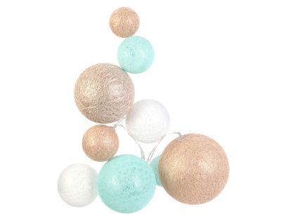 Guirlande lumineuse boules colorées 10 leds multi-tailles (Beige)