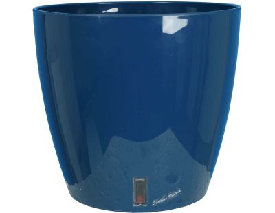 Pot en plastique rond avec réserve d'eau 35 cm Eva (Bleu)