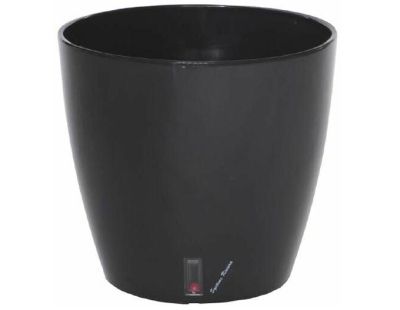 Pot en plastique rond avec réserve d'eau 25.5 cm Eva (Noir)