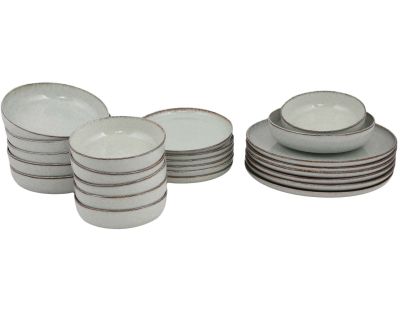 Service de table en porcelaine Point 24 pièces (Vert)