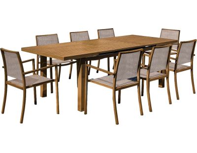 Table en aluminium extensible 8 à 10 personnes Santorin (Teck naturel)