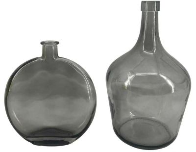 Vase bonbonne en verre Augustine (Lot de 2) (Gris)