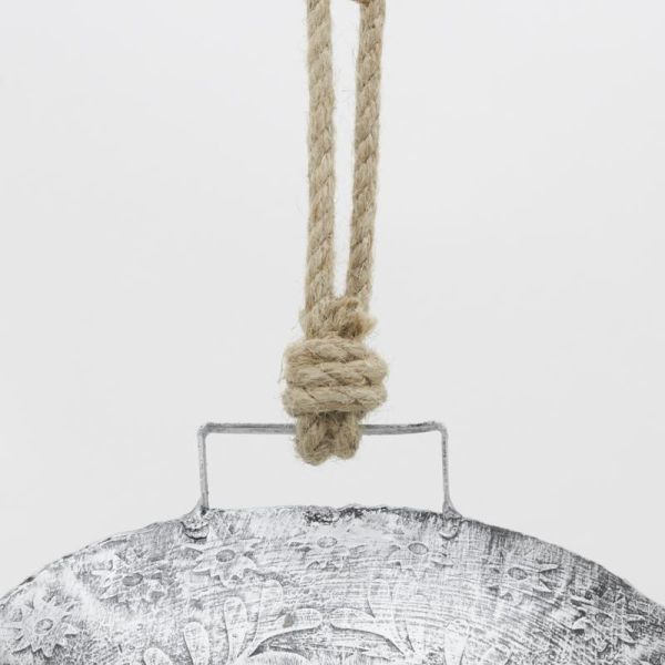 Cloche en métal argenté antique Edelweiss - AUB-6119