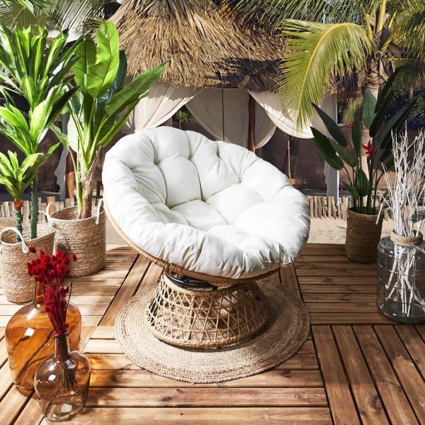 Fauteuil de jardin rotatif avec coussin Cancun - THE HOME DECO FACTORY