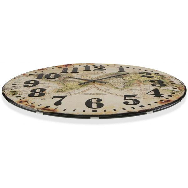 Horloge mappemonde aspect vieilli 80 cm - VER-0324