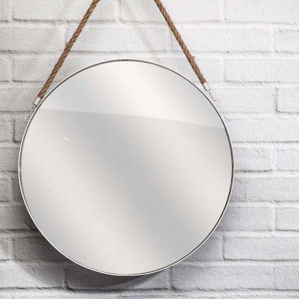 Miroir rond avec anse en jonc 50 cm - THE HOME DECO FACTORY