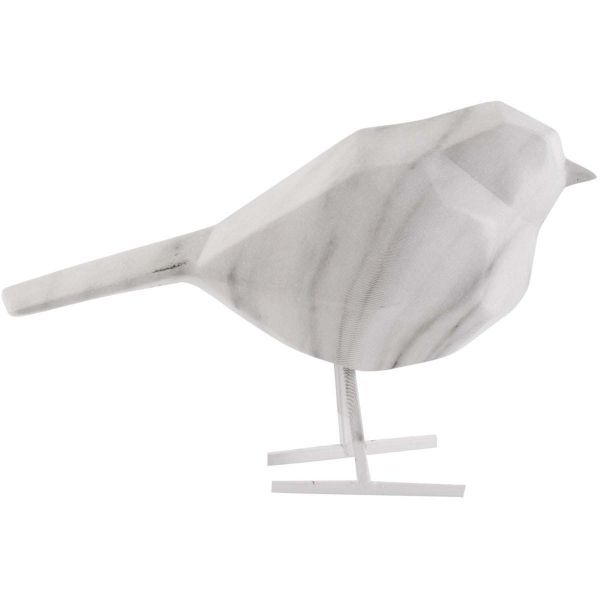 Oiseau en résine blanc effet marbre Origami - PRE-0994