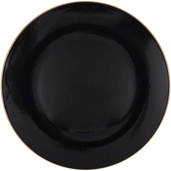 Service de table en céramique noir liseré doré Dinner 24 pièces - ASI-0280