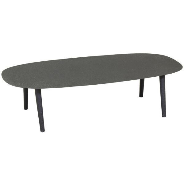 Table basse ovale en métal texturé noir