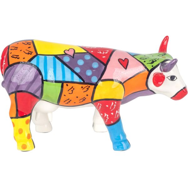 Vache en dolomite peinture multicolore - SIG-0180