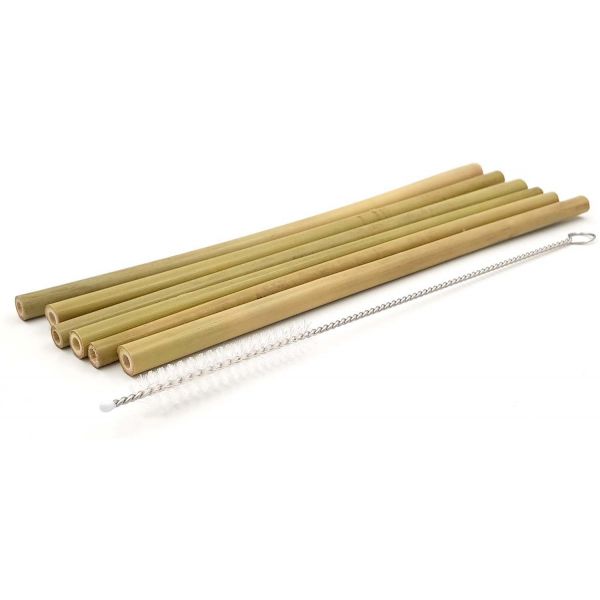 6 pailles réutilisables en bambou Bam Bam - COF-0139