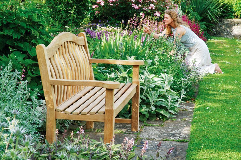 Banc en teck 1,5m avec dossier ergonomique