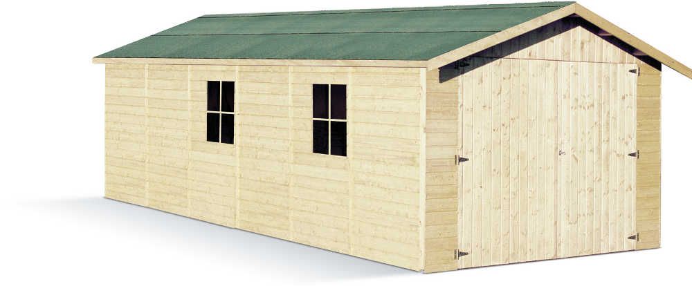 Grand garage 18,54m� en sapin panneaux 15mm