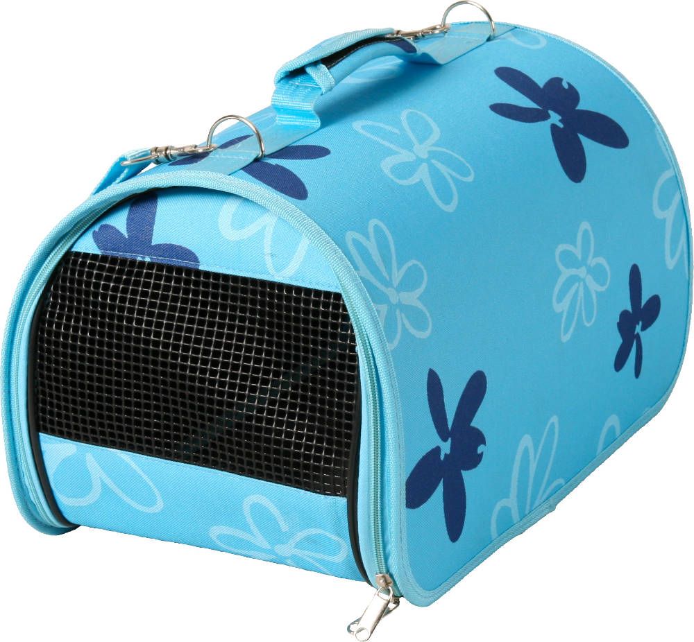 Panier de transport flower bleu pour chat et chien 21x36x23.5cm