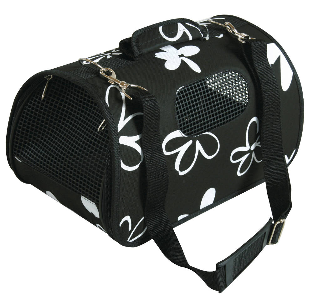 Panier de transport flower noir pour chat et chien 21x36x23.5cm