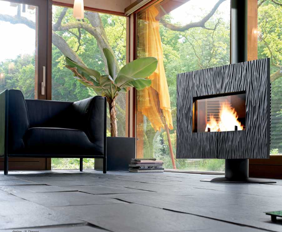 Po�le chemin�e � bois gaya ardoise finition anthracite 12kw 120x114,3x50,3cm