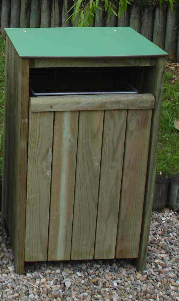 Poubelle en bois tri s�lectif 100l verte