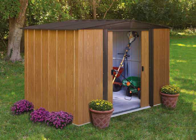 Abri imitation bois 4,6m� avec portes coulissantes