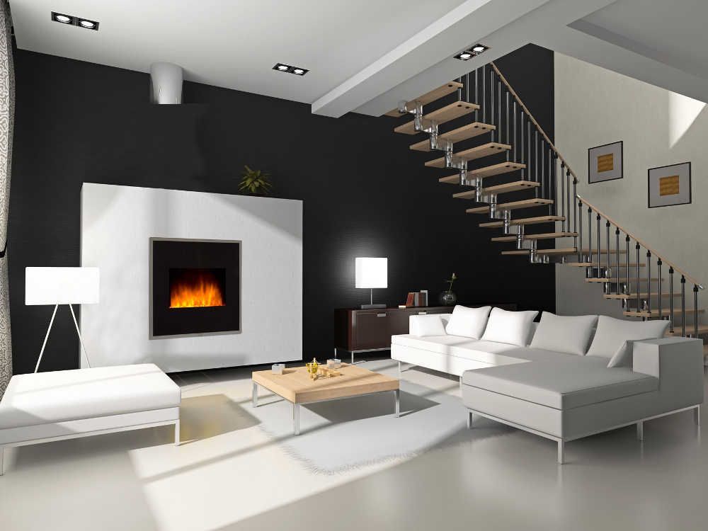 Chemin�e design black river en acier et verre tremp� 65x14x65cm