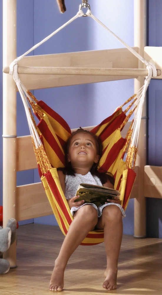 Chaise hamac pour enfant chica rouge et jaune