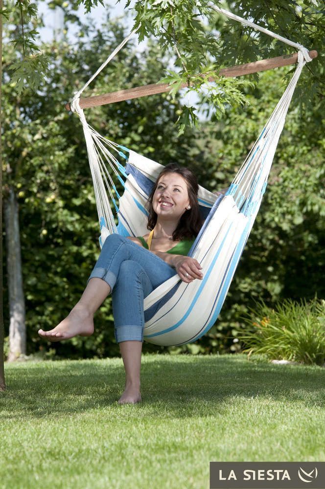Chaise hamac 1 place caribena bleue 140x105x155cm
