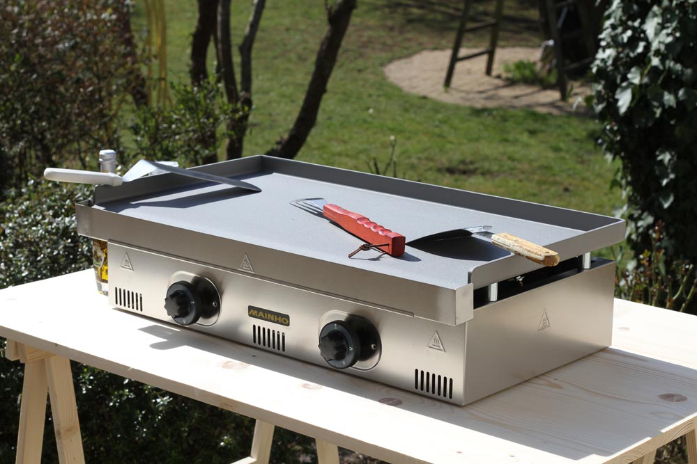 Plancha mainho 75cm 2 br�leurs en acier trait�