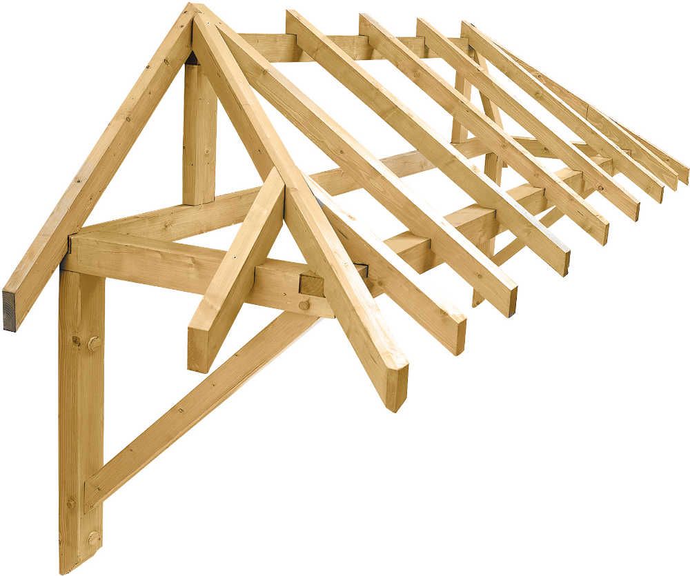Auvent porte de garage en �pic�a 3 pans 3,8x0,99m