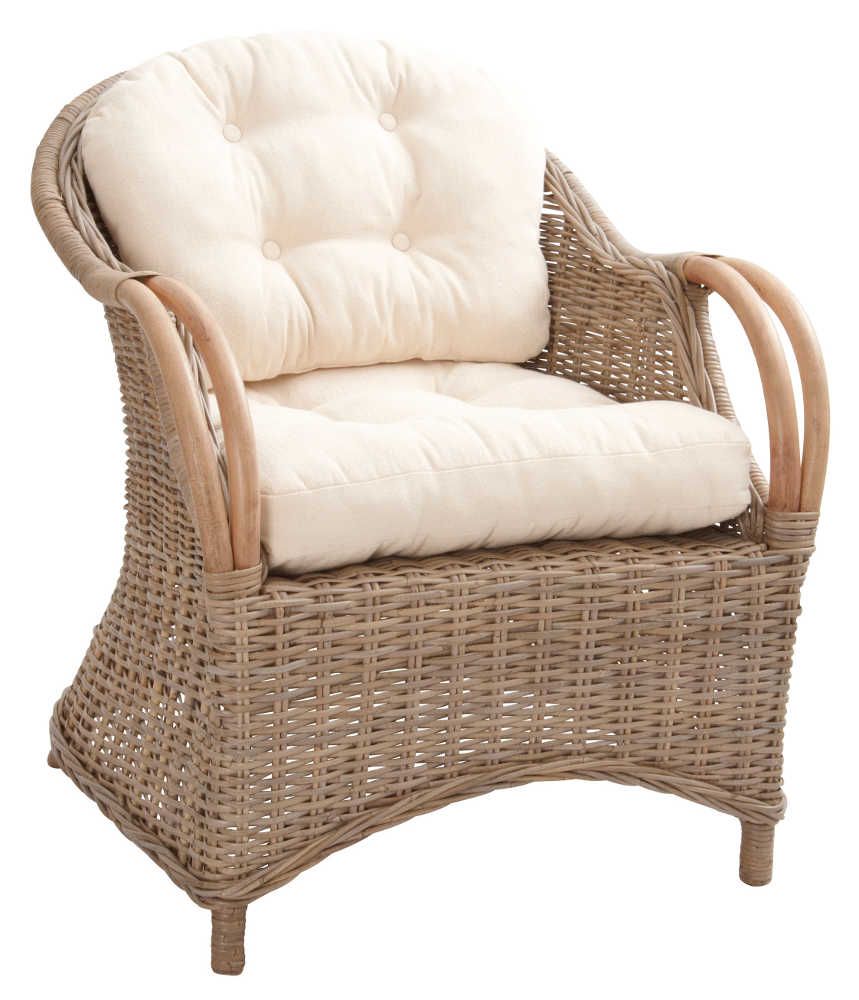 Fauteuil en poelet gris anita avec coussin