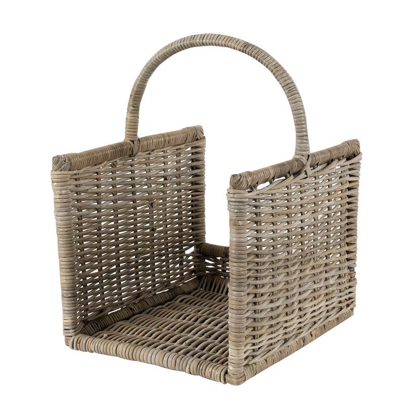 Panier � b�ches en poelet gris 50x41x59cm