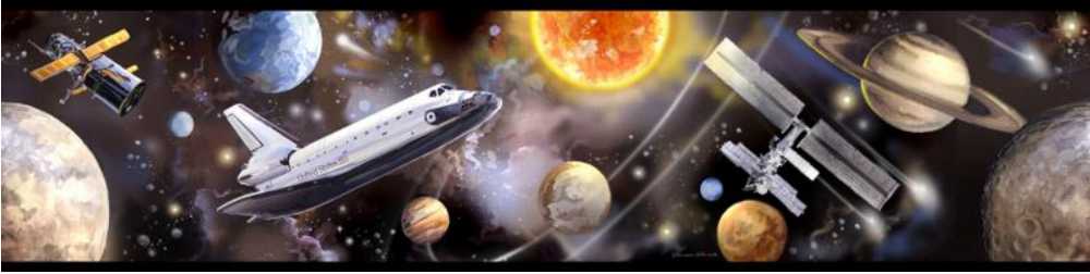 Frise adh�sive voyage dans l'espace 4,57m x 12.5cm