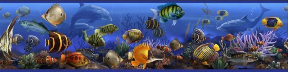 Frise adh�sive animaux de l'oc�an 4,57m x 12,7cm