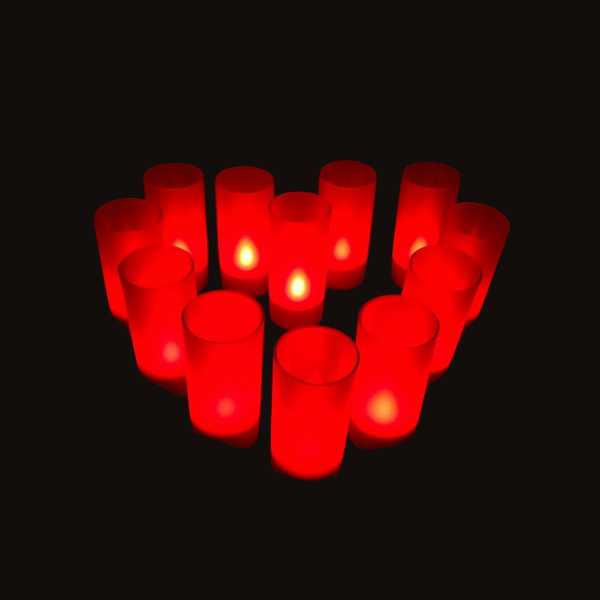 12 bougies led rouges rechargeables