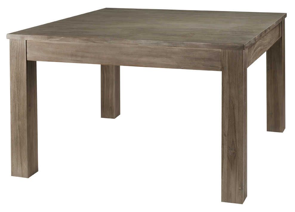 Table carree avec allonge en teck teinte