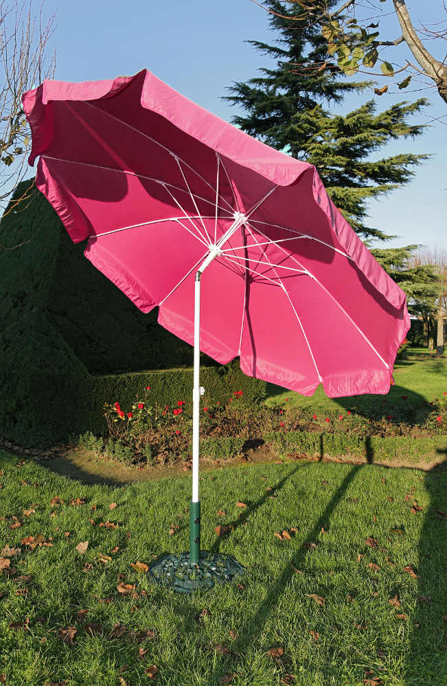 Parasol rond 2,70m fuchsia avec baleines fibre de verre