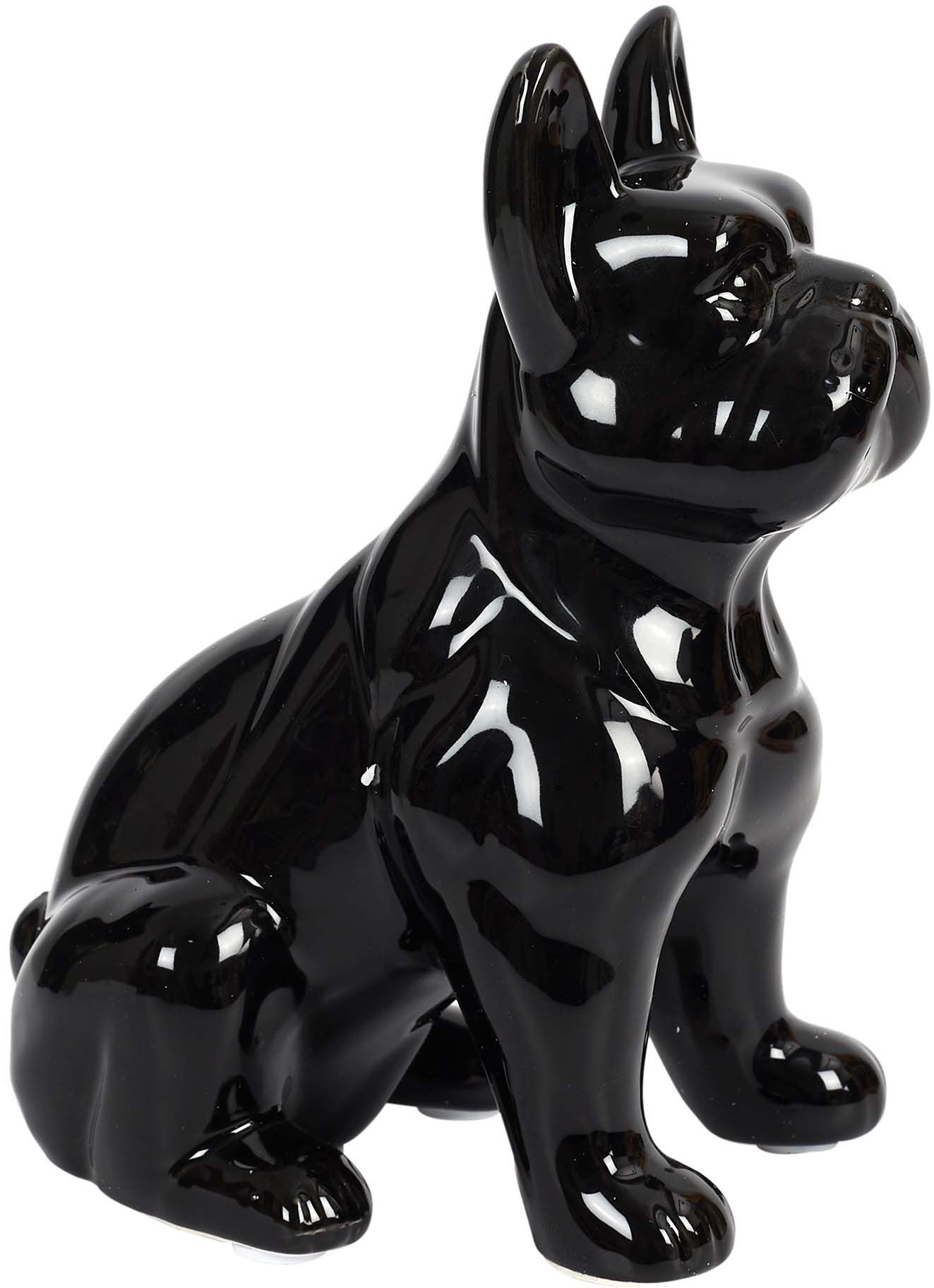 Bouledogue en céramique assis 20 cm (noir)