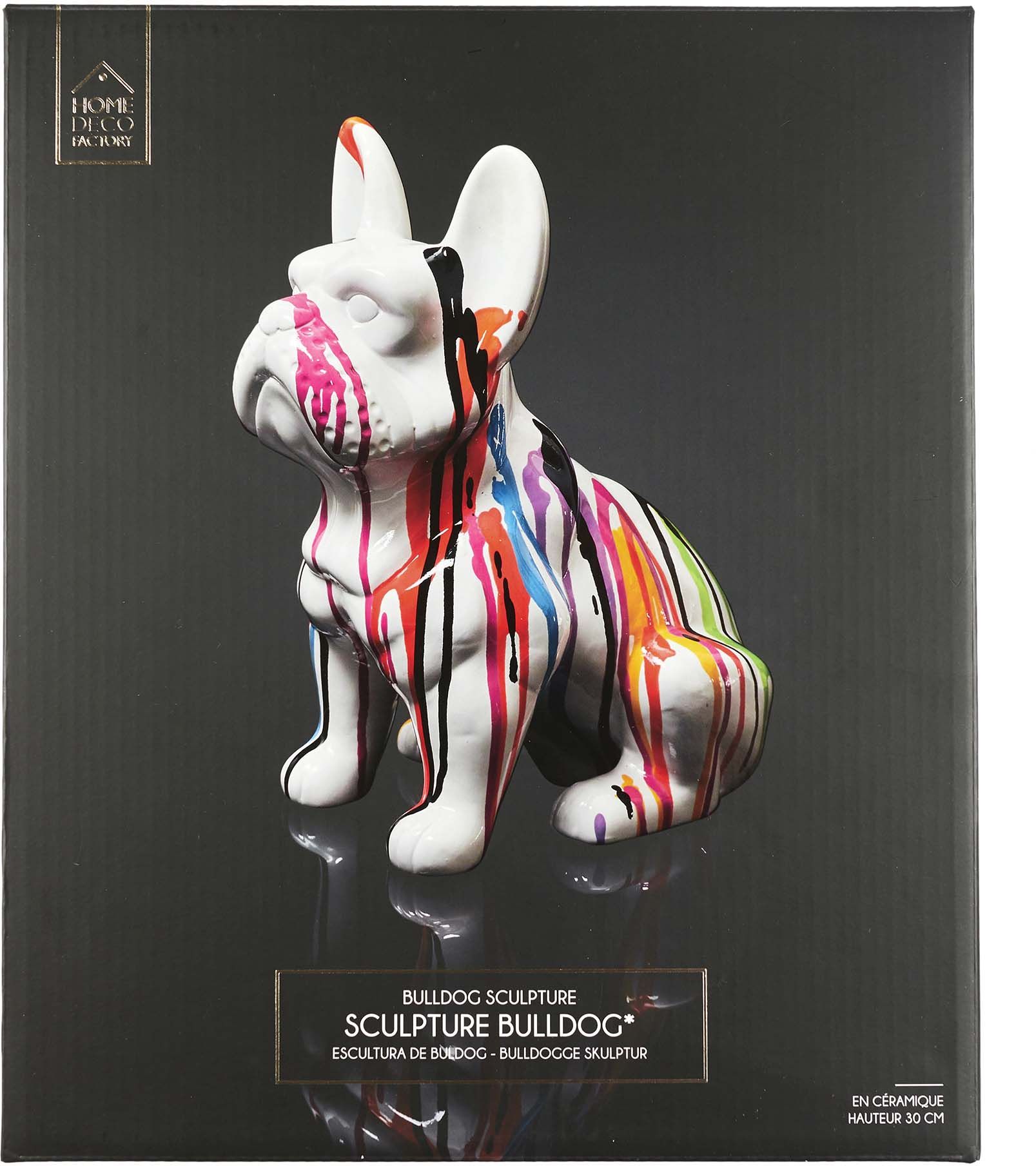 Bouledogue en céramique assis 30 cm (multicolore)